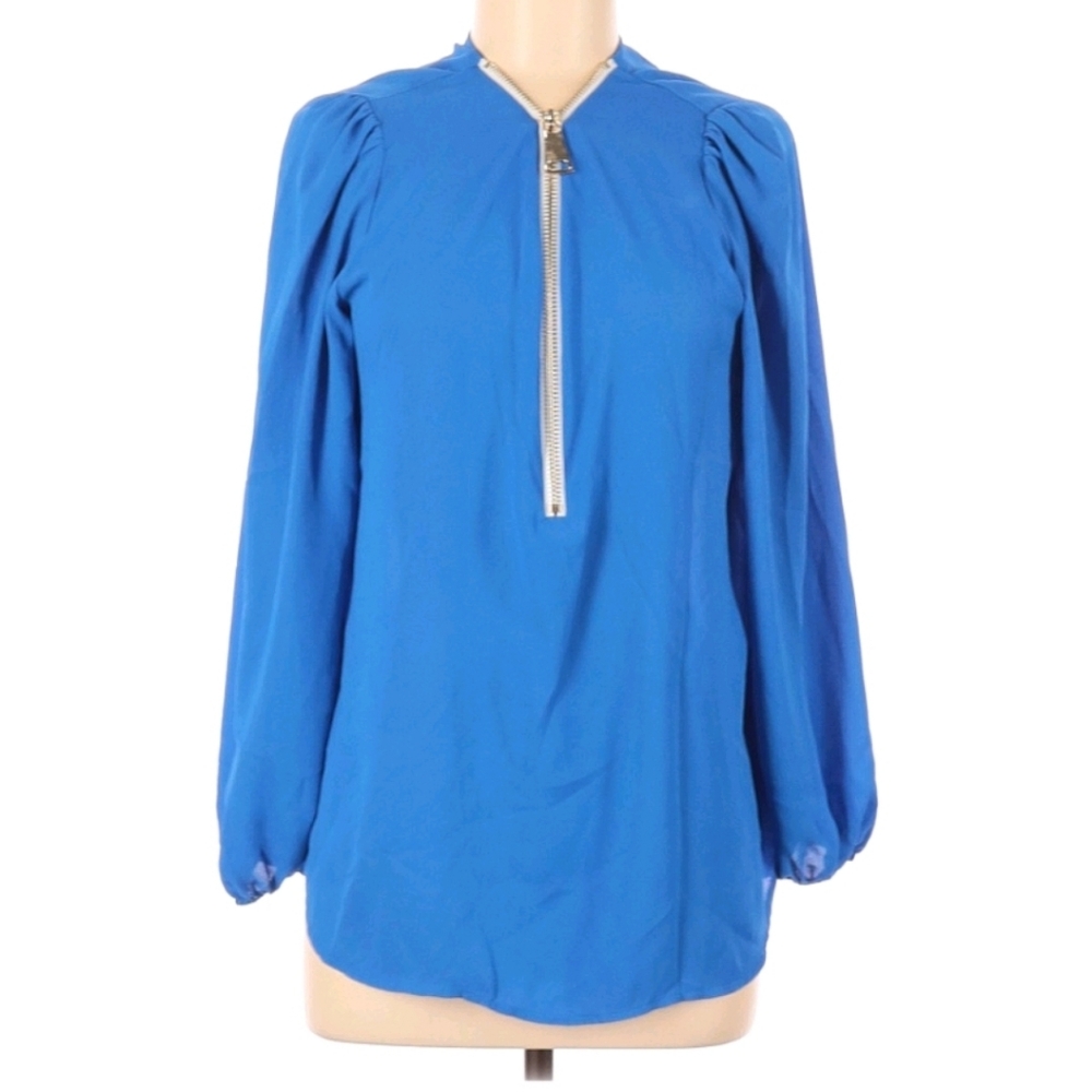 Carmen Marc Volvo Zipper Neckline Top Blouse